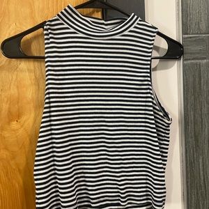 Women’s striped mock-neck top